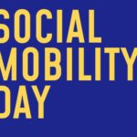 The words SOCIAL MOBILITY DAY appear in yellow on a blue background.