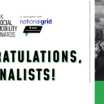 UK Social Mobility Awards graphic congratulating 2026 finalists, featuring awards branding and a photograph of the awards ceremony audience.