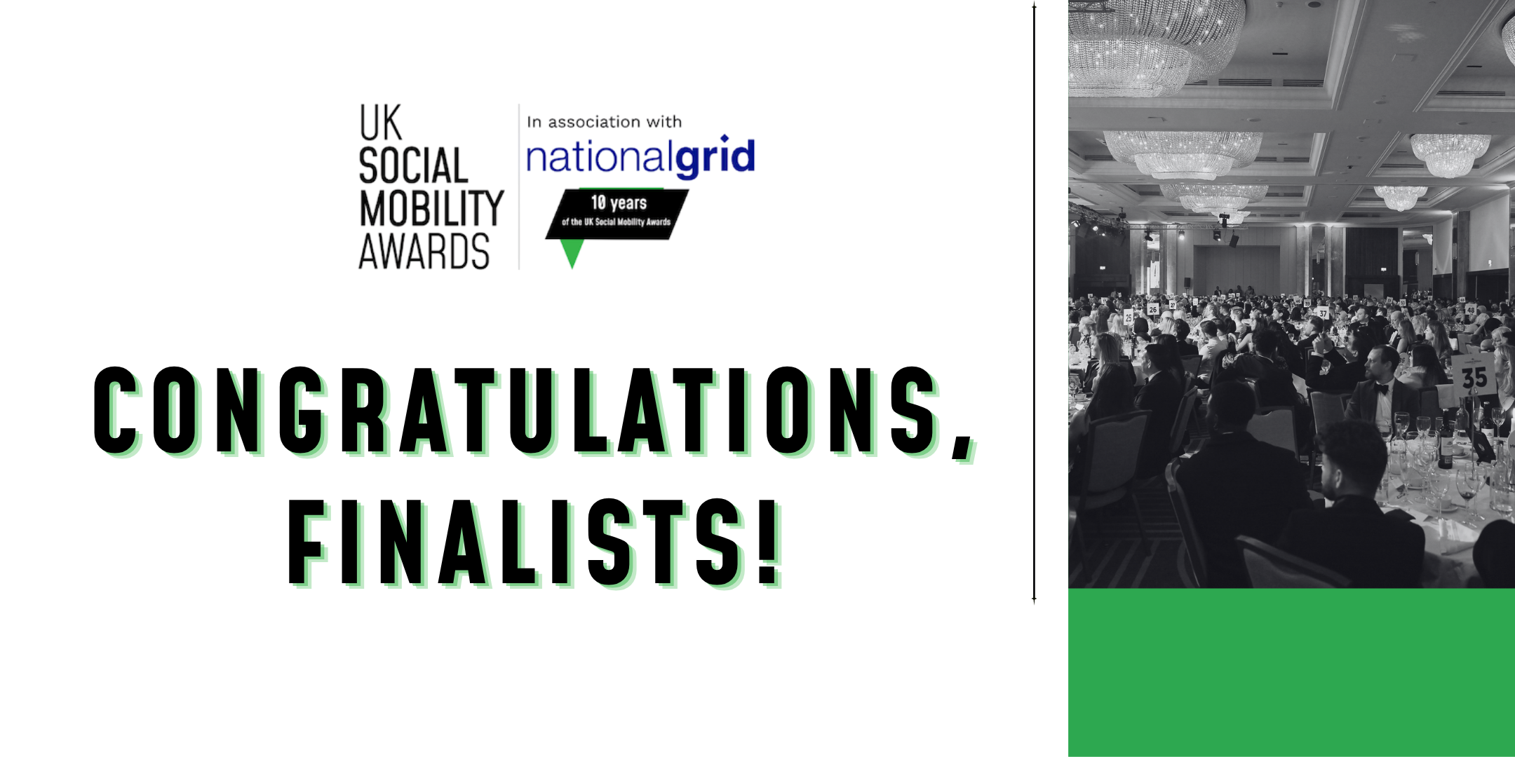 SOMOs 2026 finalist banner UK Social Mobility Awards graphic congratulating 2026 finalists, featuring awards branding and a photograph of the awards ceremony audience.